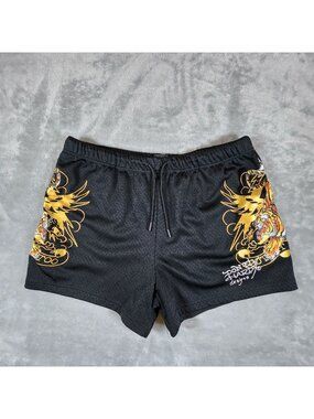Ed Hardy Crawling Tigers Shorts XL Mesh Basketball Streetwear Y2K Athletic Rock